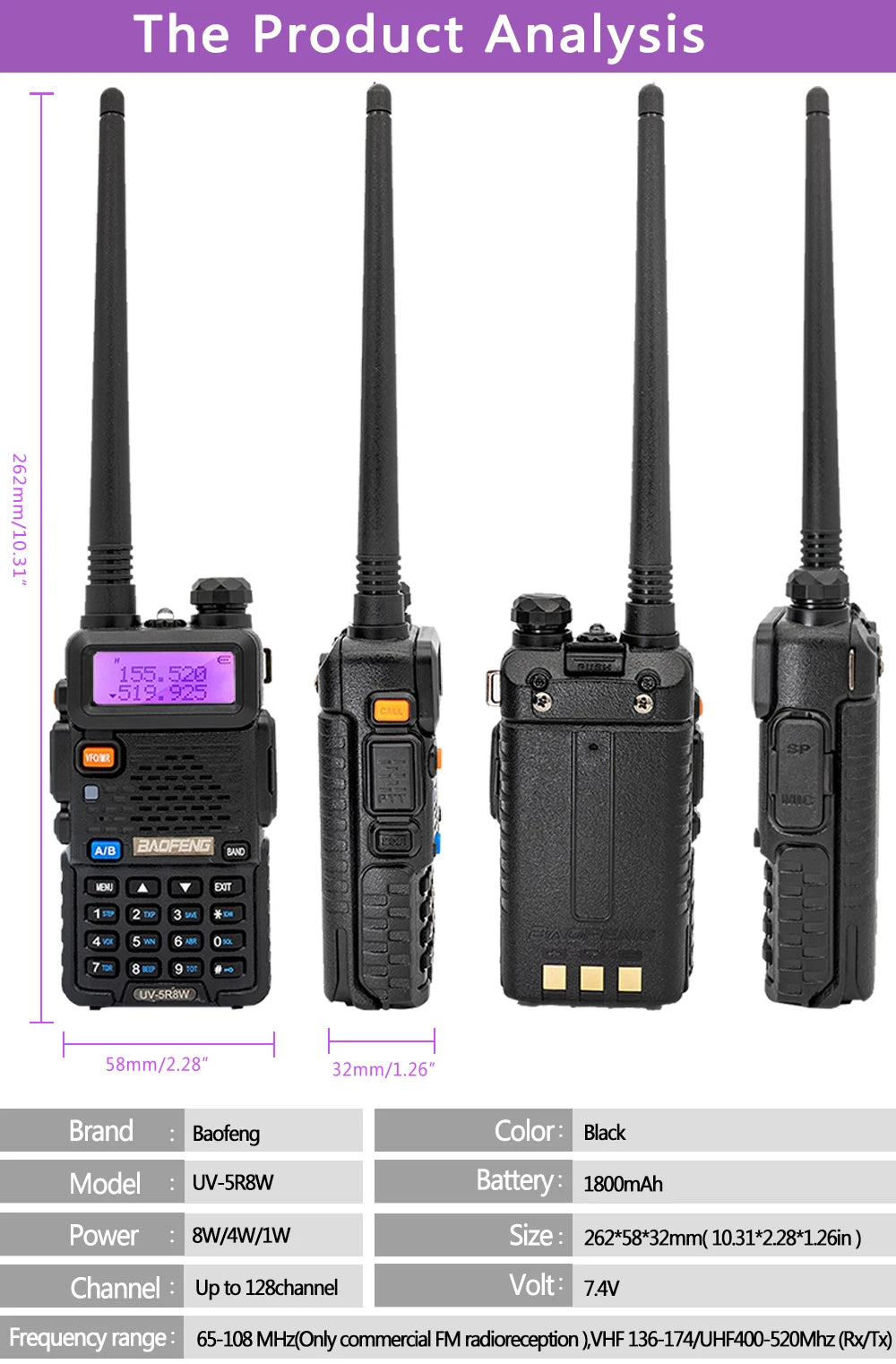 BaoFeng UV-5R 8W Walkie Talkie: Dual Band