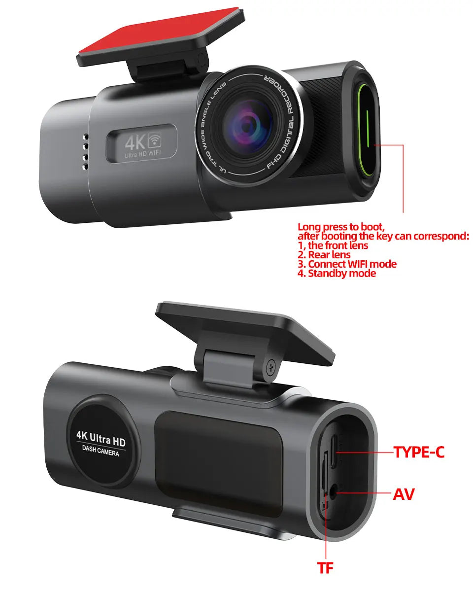 Dash Cam 4K UHD Auto Kamera: GPS & Nachtsicht!