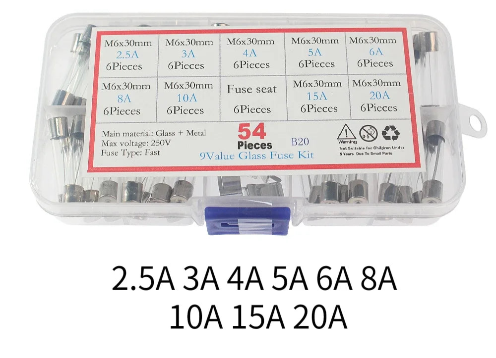 54-teiliges 6x30mm Glassicherung-Kit: DIY & Sicherheit!