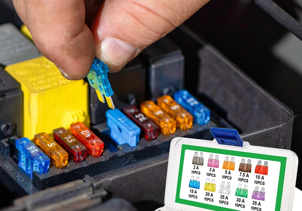 100-teiliges Flachsicherungsset – Auto-Sicherungen mit Box (15 A, 20 A, 25 A, 30 A, 35 A)