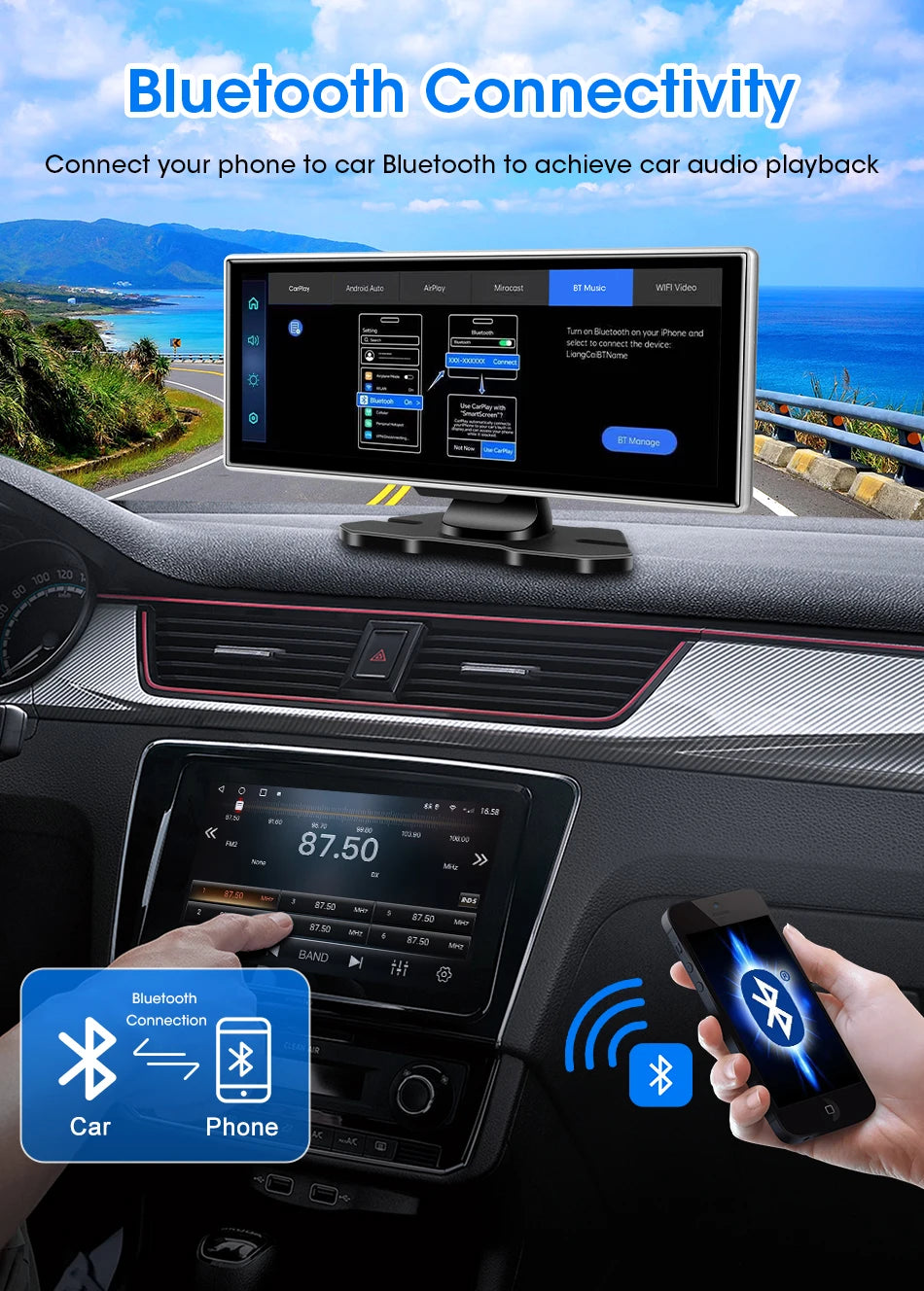 10/11,26 Zoll Dash Cam: 4K Carplay