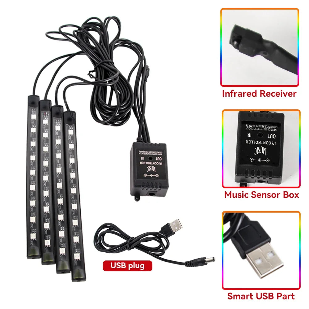 Neon LED Auto Innen-Umgebungslicht – 36/48/72 cm