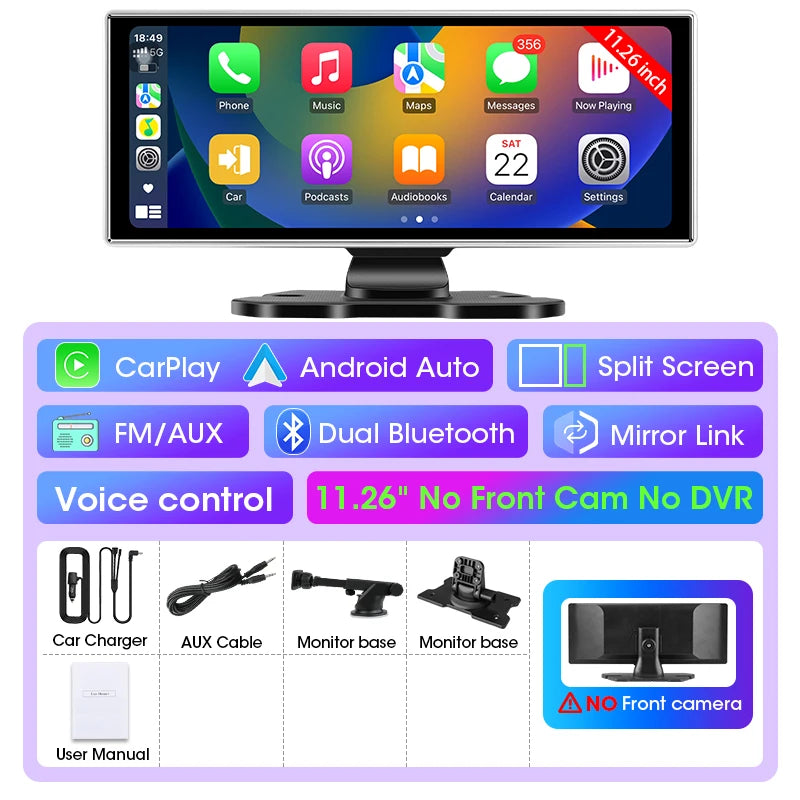 10/11,26 Zoll Dash Cam: 4K Carplay
