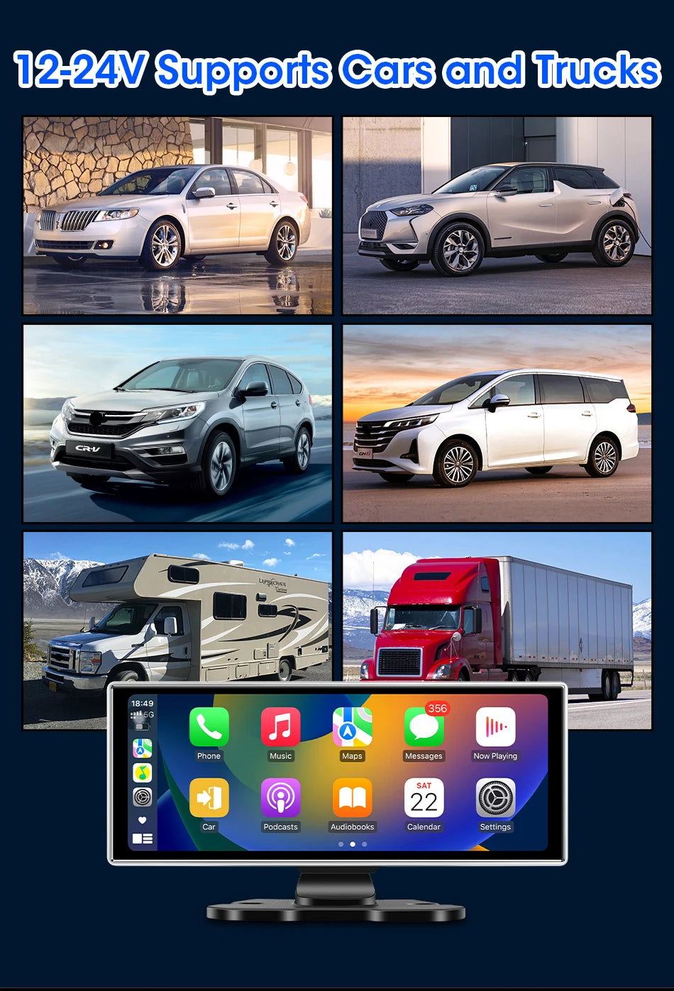 10/11,26 Zoll Dash Cam: 4K Carplay
