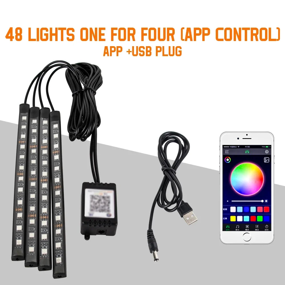 Neon LED Auto Innen-Umgebungslicht – 36/48/72 cm