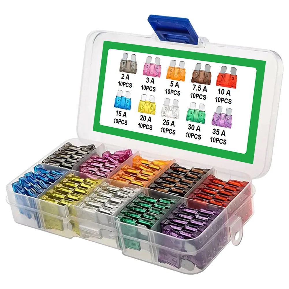 100-teiliges Flachsicherungsset – Auto-Sicherungen mit Box (15 A, 20 A, 25 A, 30 A, 35 A)