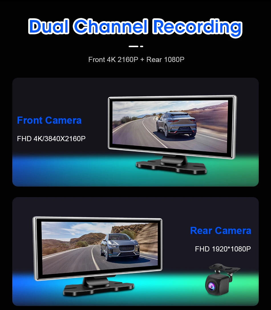 10/11,26 Zoll Dash Cam: 4K Carplay