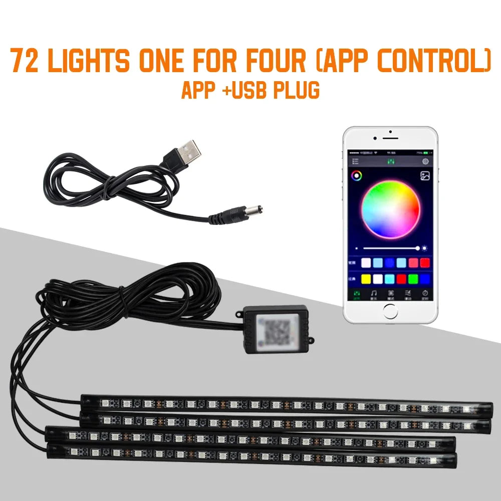 Neon LED Auto Innen-Umgebungslicht – 36/48/72 cm