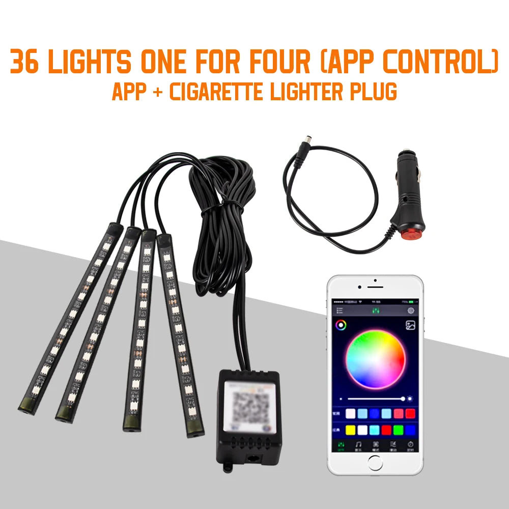 Neon LED Auto Innen-Umgebungslicht – 36/48/72 cm
