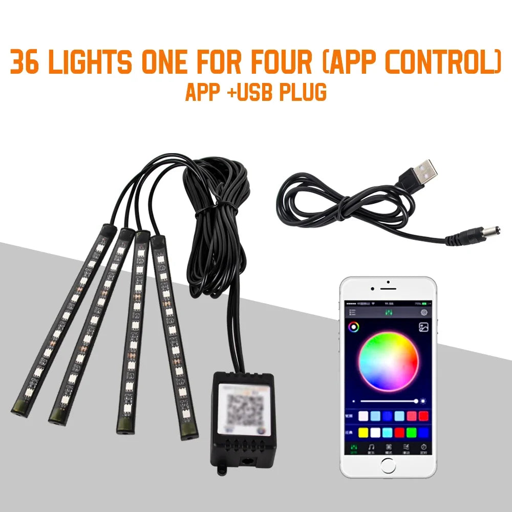 Neon LED Auto Innen-Umgebungslicht – 36/48/72 cm