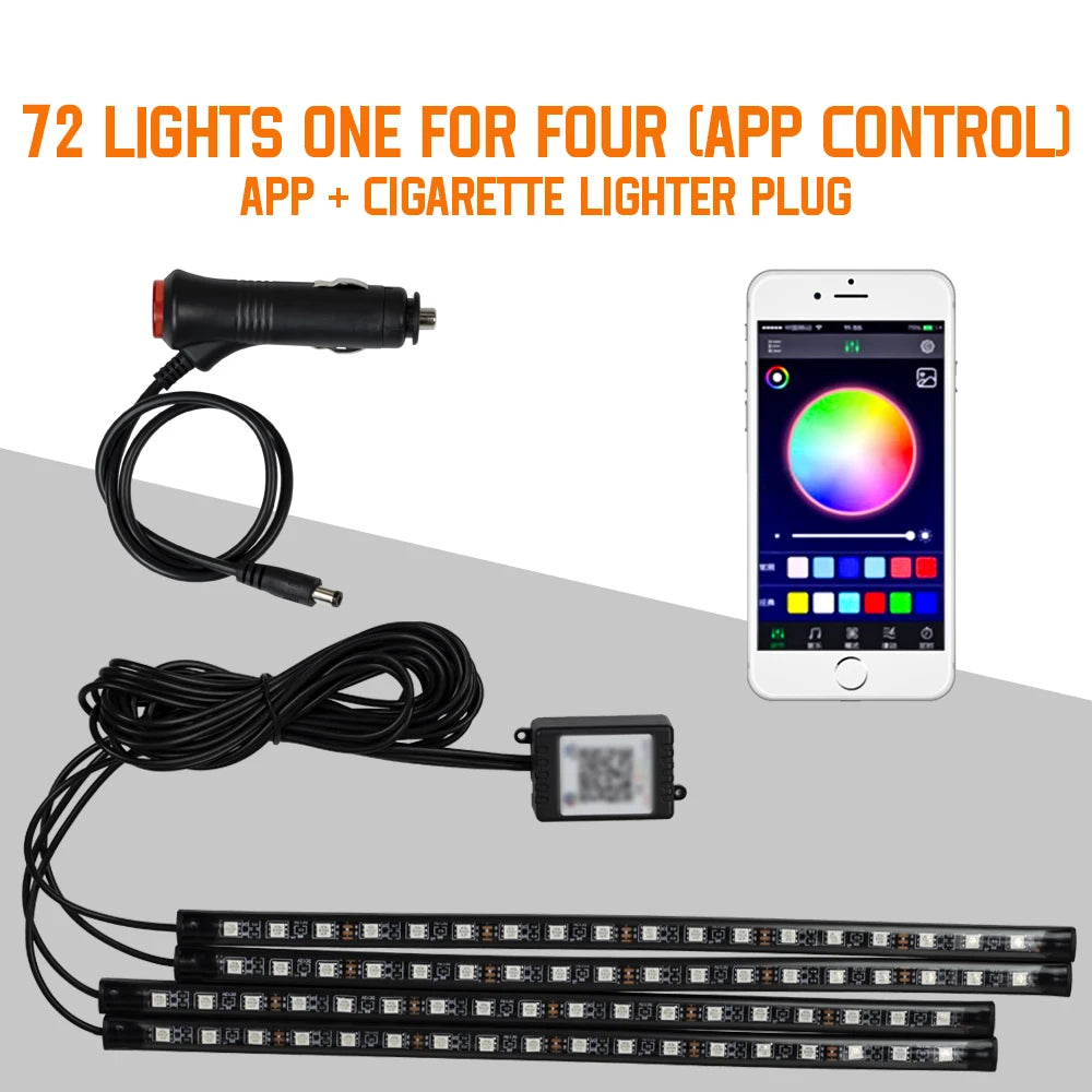 Neon LED Auto Innen-Umgebungslicht – 36/48/72 cm
