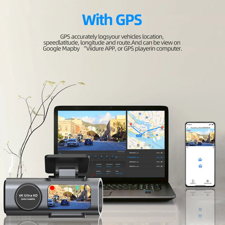 Dash Cam 4K UHD Auto Kamera: GPS & Nachtsicht!