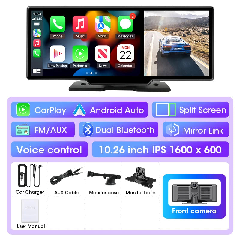 10/11,26 Zoll Dash Cam: 4K Carplay