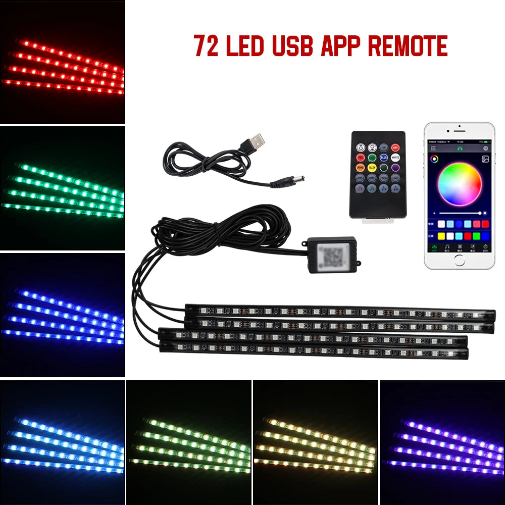 Neon LED Auto Innen-Umgebungslicht – 36/48/72 cm