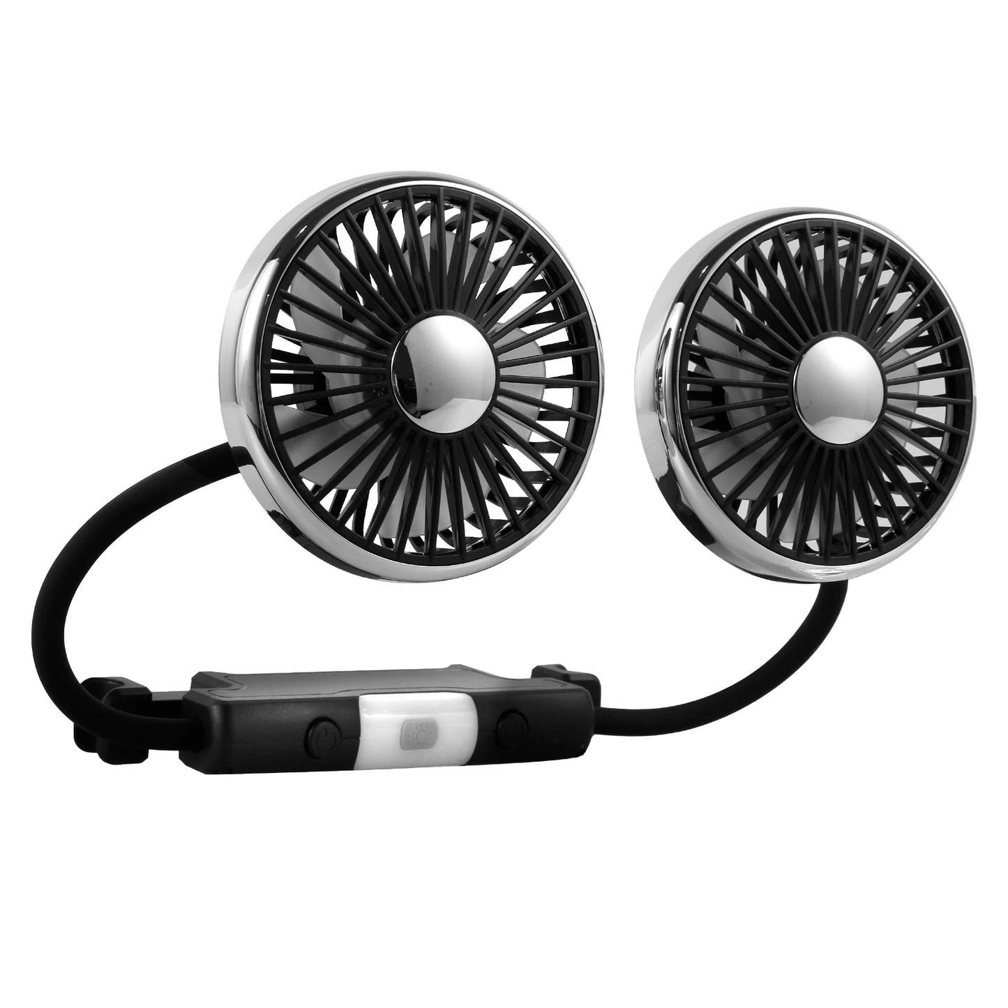 USB Auto-Lüfter Doppelkopf – 360° Verstellbar mit LED-Licht