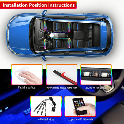 Neon LED Auto Innen-Umgebungslicht – 36/48/72 cm
