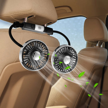 USB Auto-Lüfter Doppelkopf – 360° Verstellbar mit LED-Licht