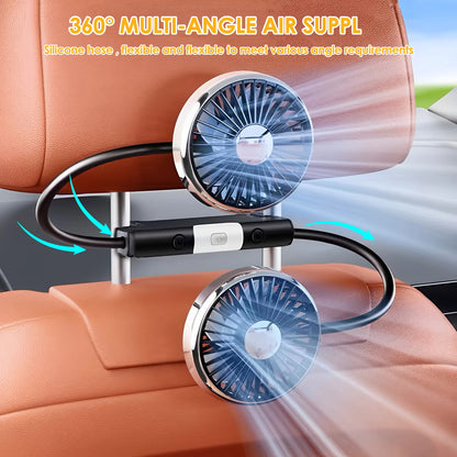 USB Auto-Lüfter Doppelkopf – 360° Verstellbar mit LED-Licht